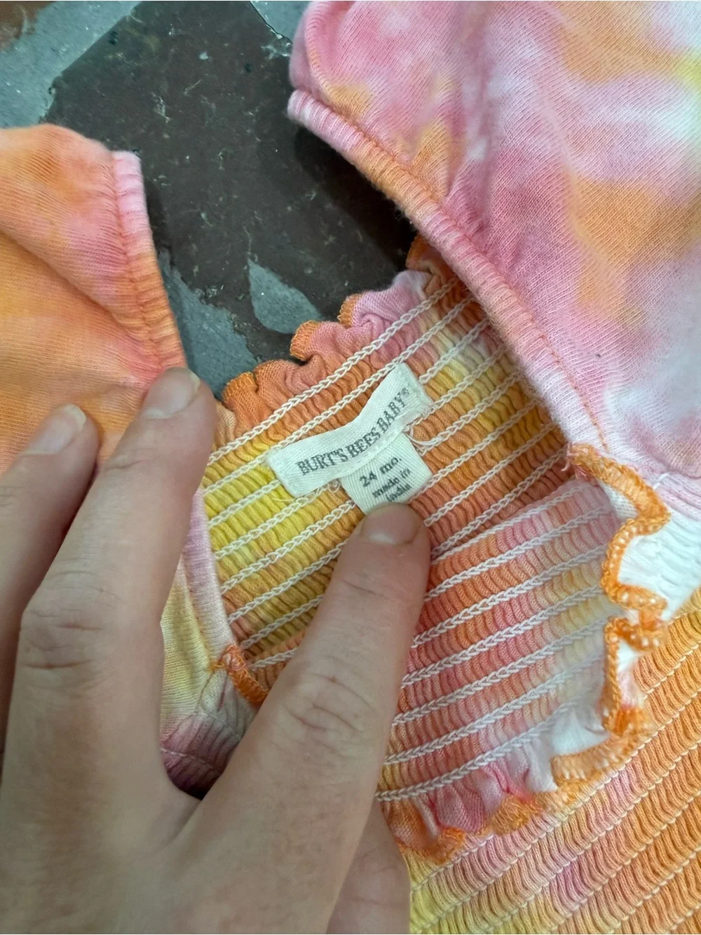 Burt's Bees Baby Tie-Dye Romper in Pink & Yellow